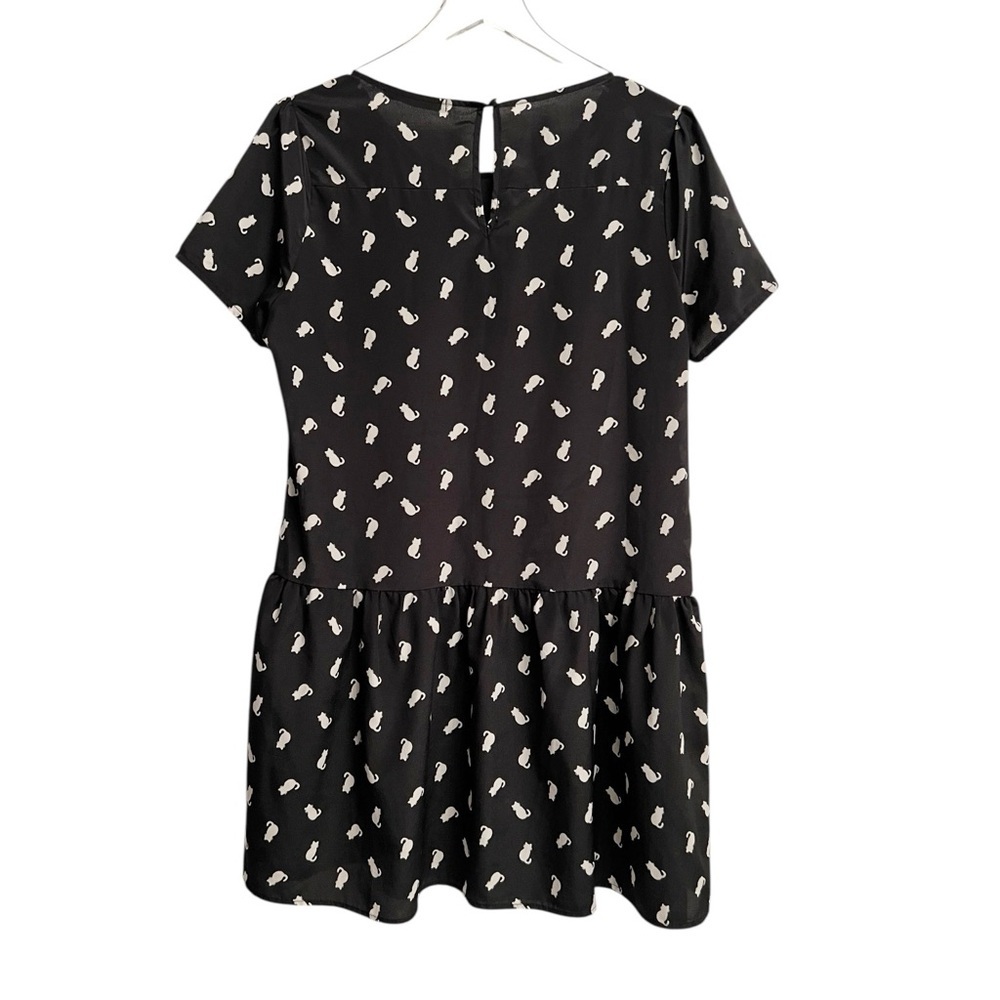 Sweet Rain Cat Print Black and White Drop Waist Mini Dress Size Extra Large - Picture 6 of 8